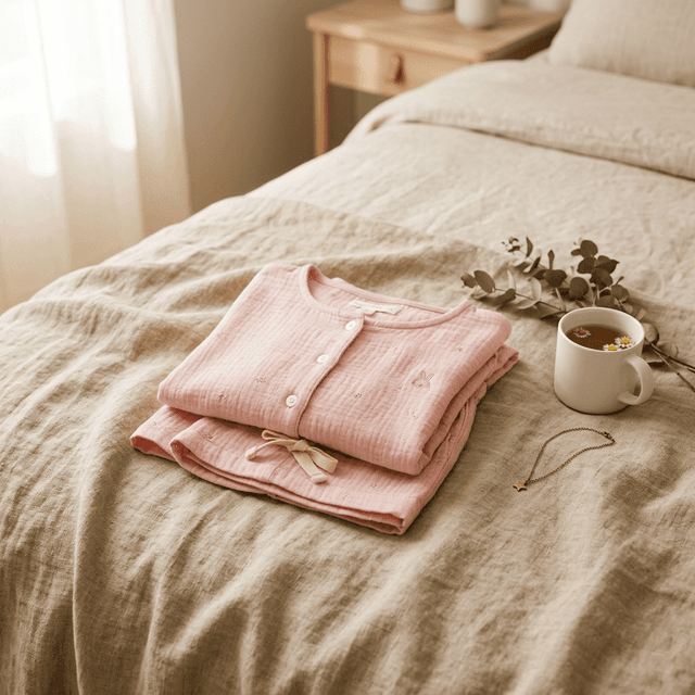 بيجامة قطن سحاب وردي